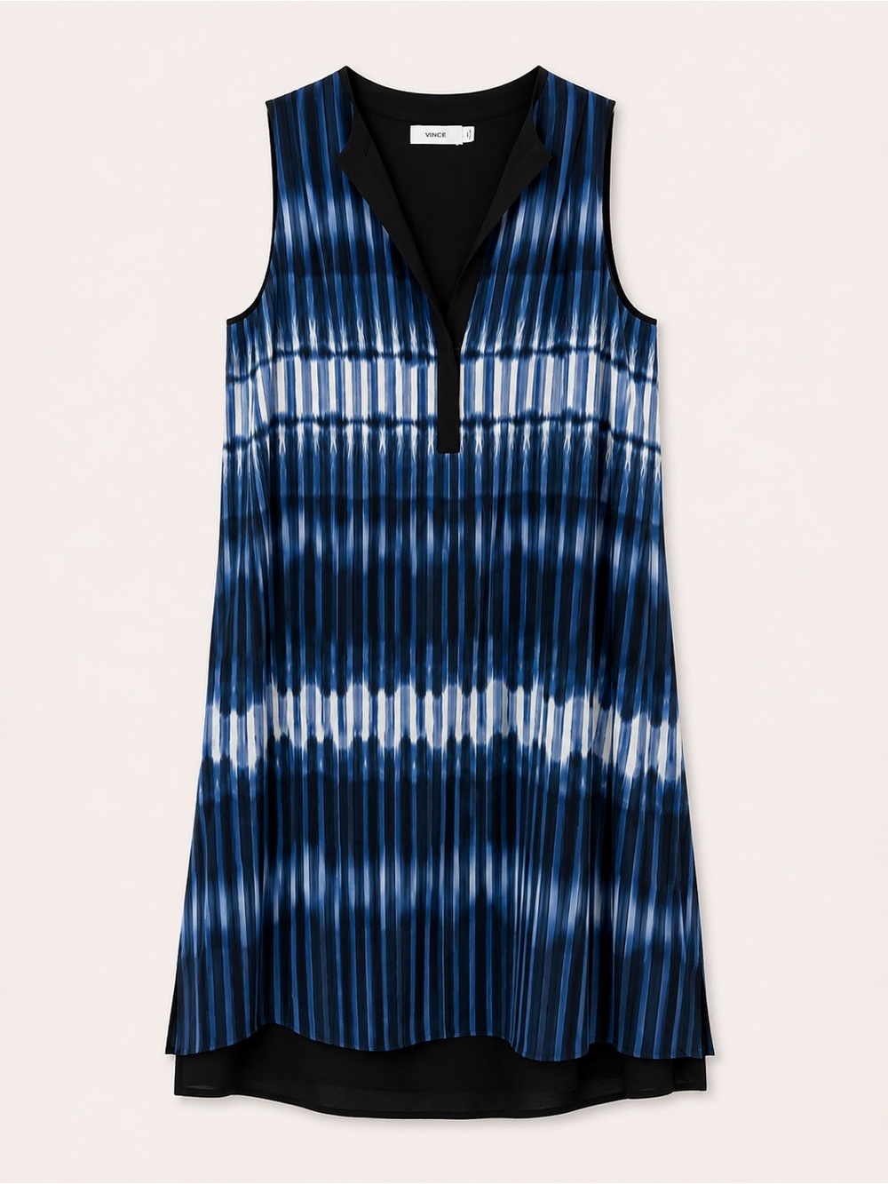 Vince Blue and White Sleeveless Tie-Dye Shift Dress